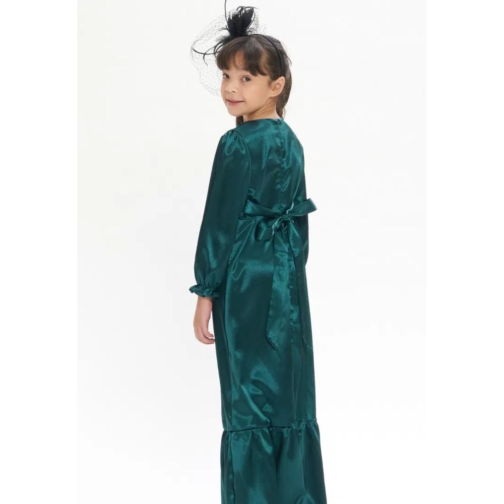 Жемчужно-бриллиантовое зеленое платье Raya Baju для девочек 6