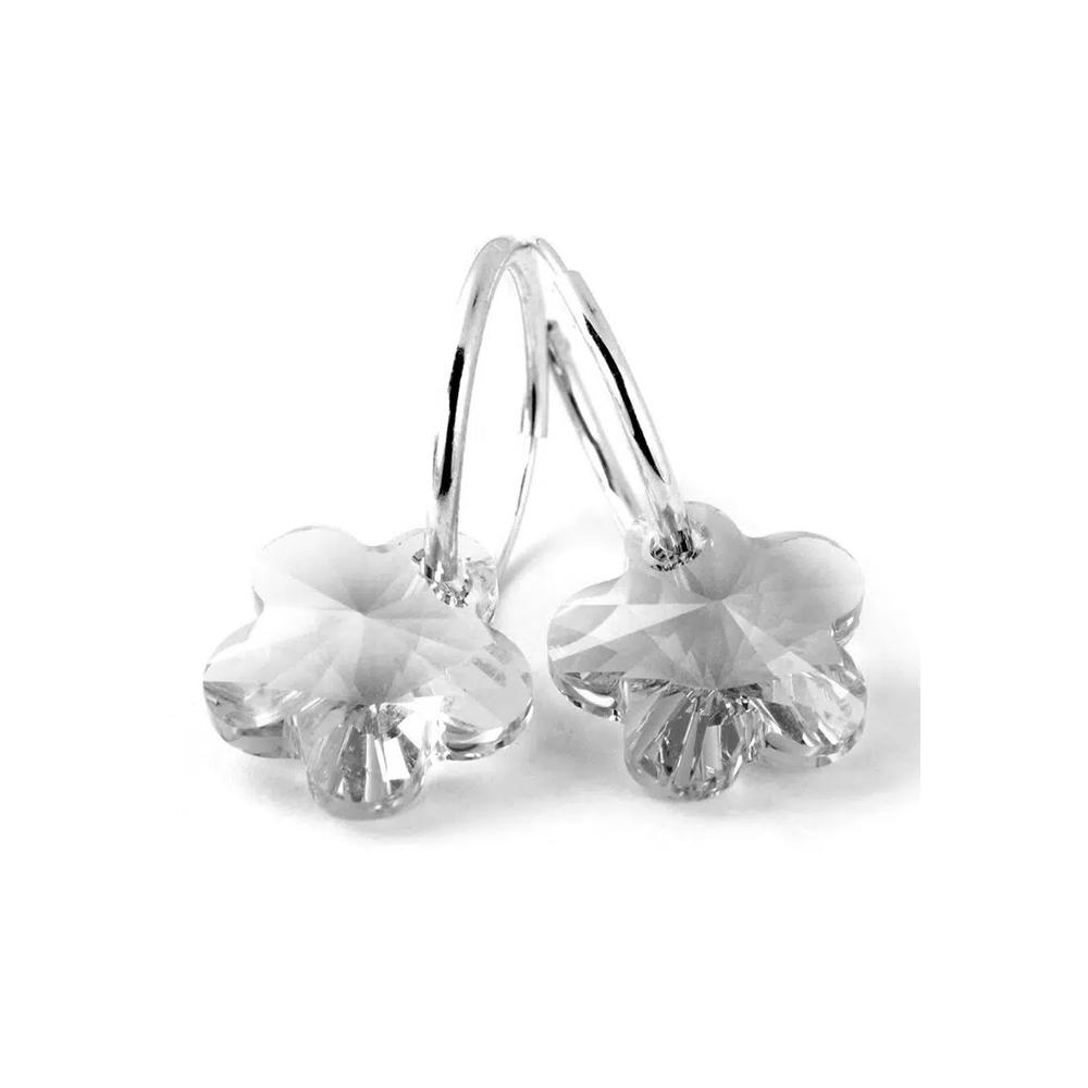 Серьги-кольца с прозрачными кристаллами Swarovski Elements — серебро/прозрачный 2