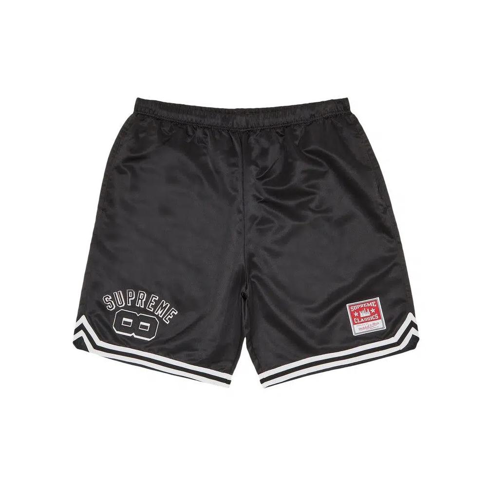 Шорты Supreme x Mitchell & Ness Satin Basketball Short 'Black' 1