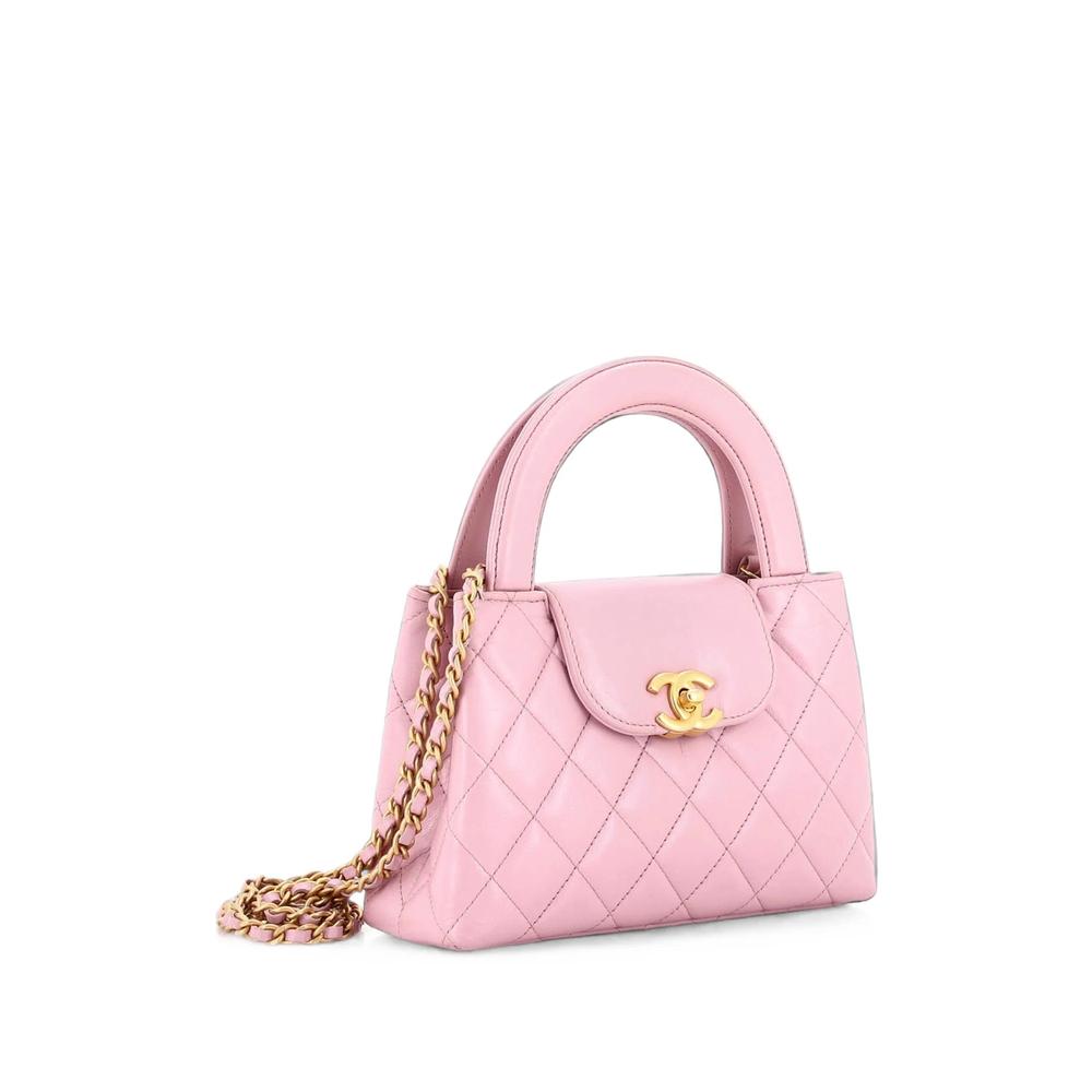 Kelly Top Handle Shopping Bag Quilted Shiny Aged Calfskin Mini satchel 2