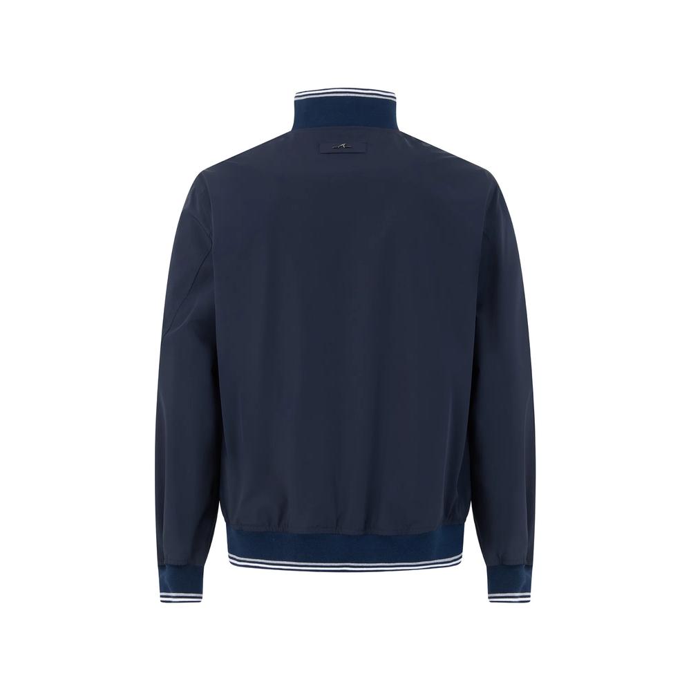 stripe-trim zip-up bomber jacket 2