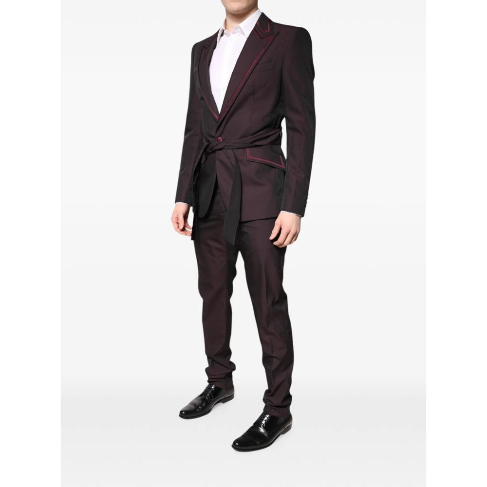satin-trimmed belted suit 2