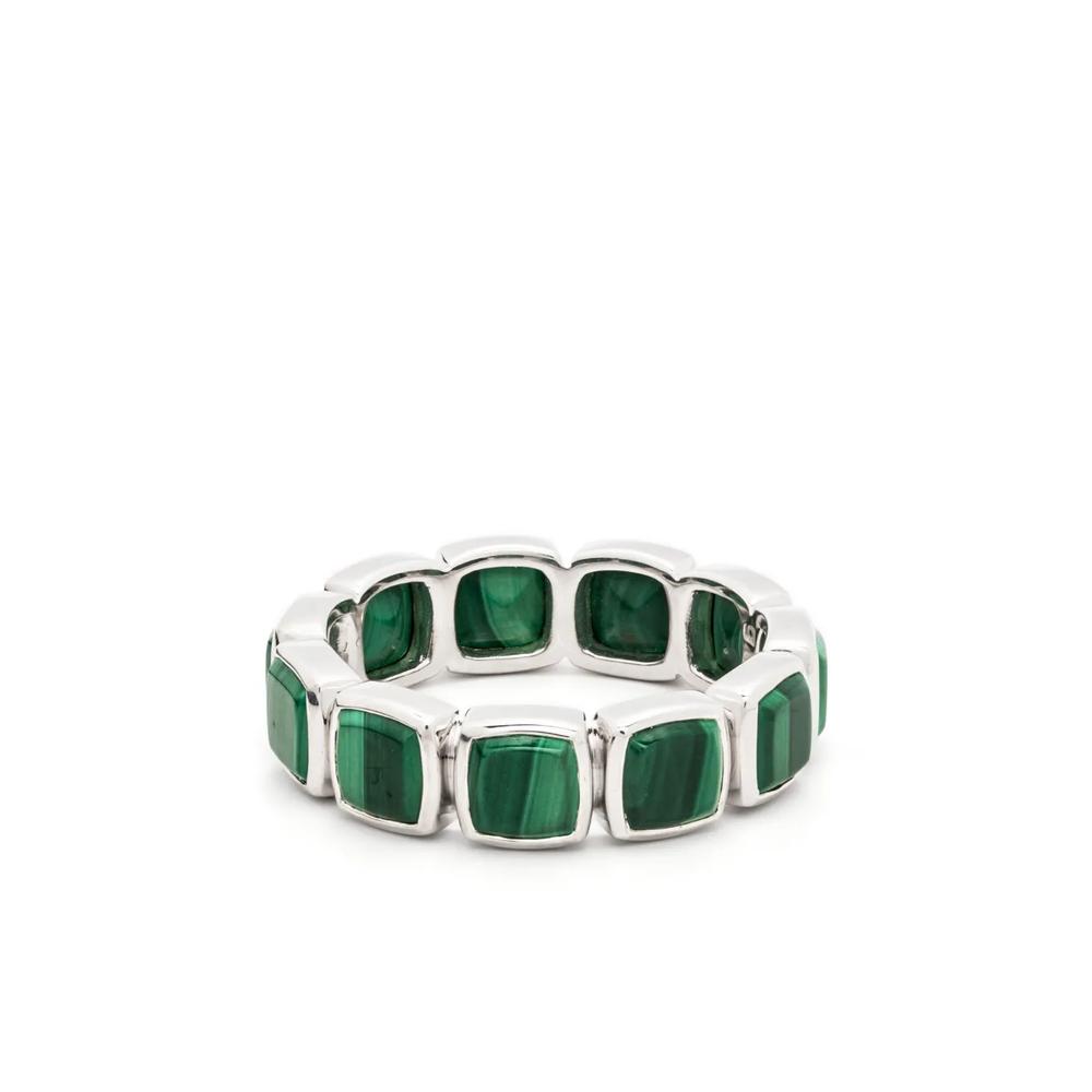 Кольцо Cushion Band с малахитом 1