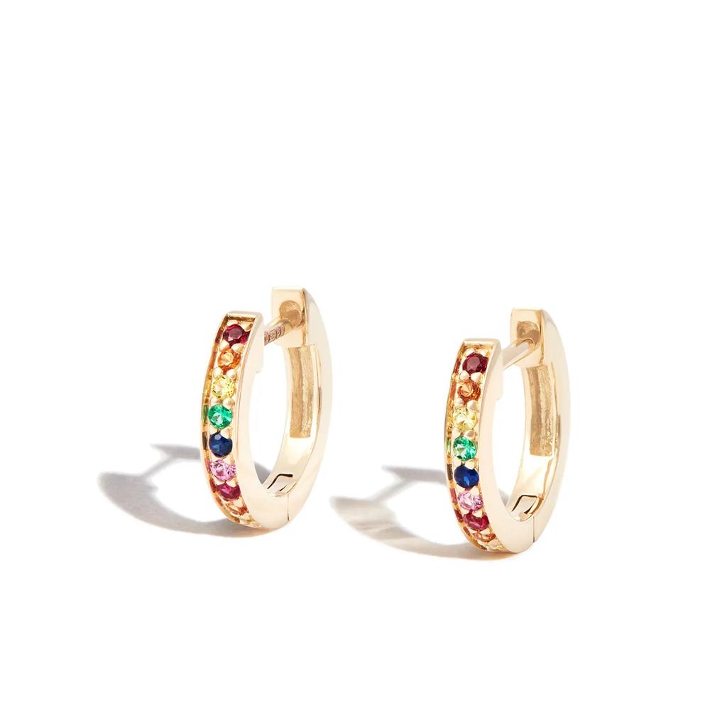 Серьги-хагги Rainbow Pavé из желтого золота 1