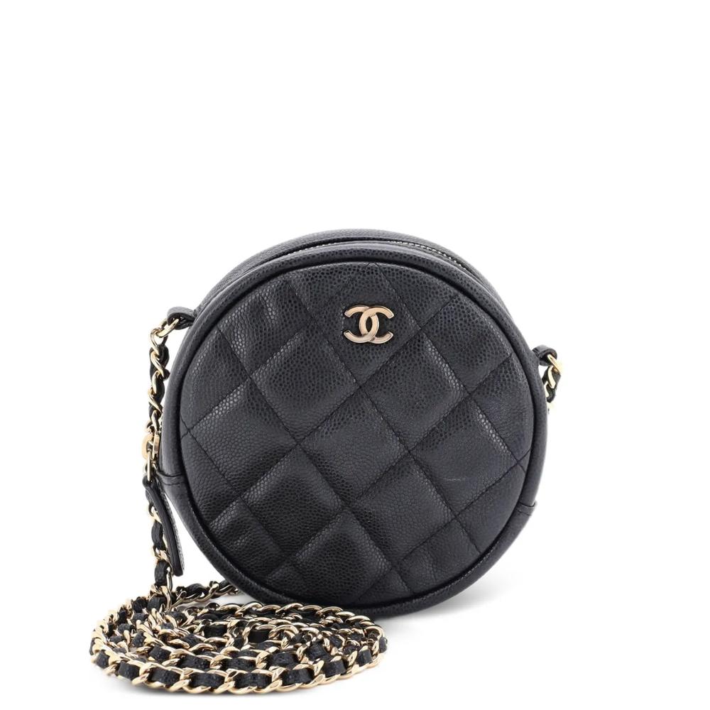 Мини-сумка через плечо Round Clutch with Chain Quilted Caviar 1