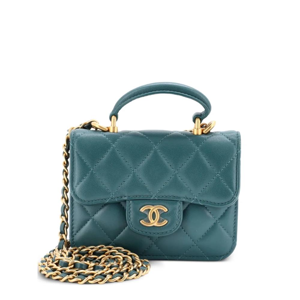 Стеганая сумка через плечо Top Handle Flap Coin Purse with Chain 1