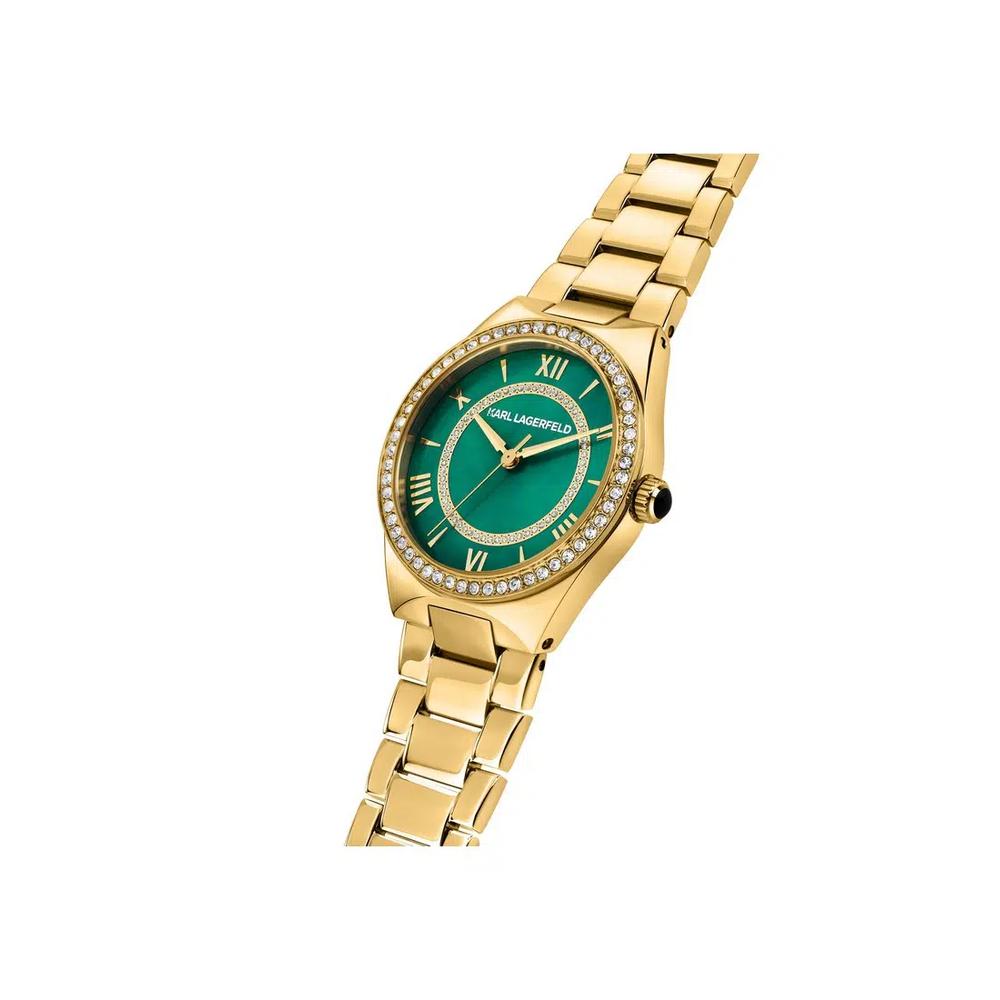 【2 года гарантии】KARL LAGERFELD Hamburg Collection 30mm женские кварцевые часы с зеленым циферблатом R0553105502 3