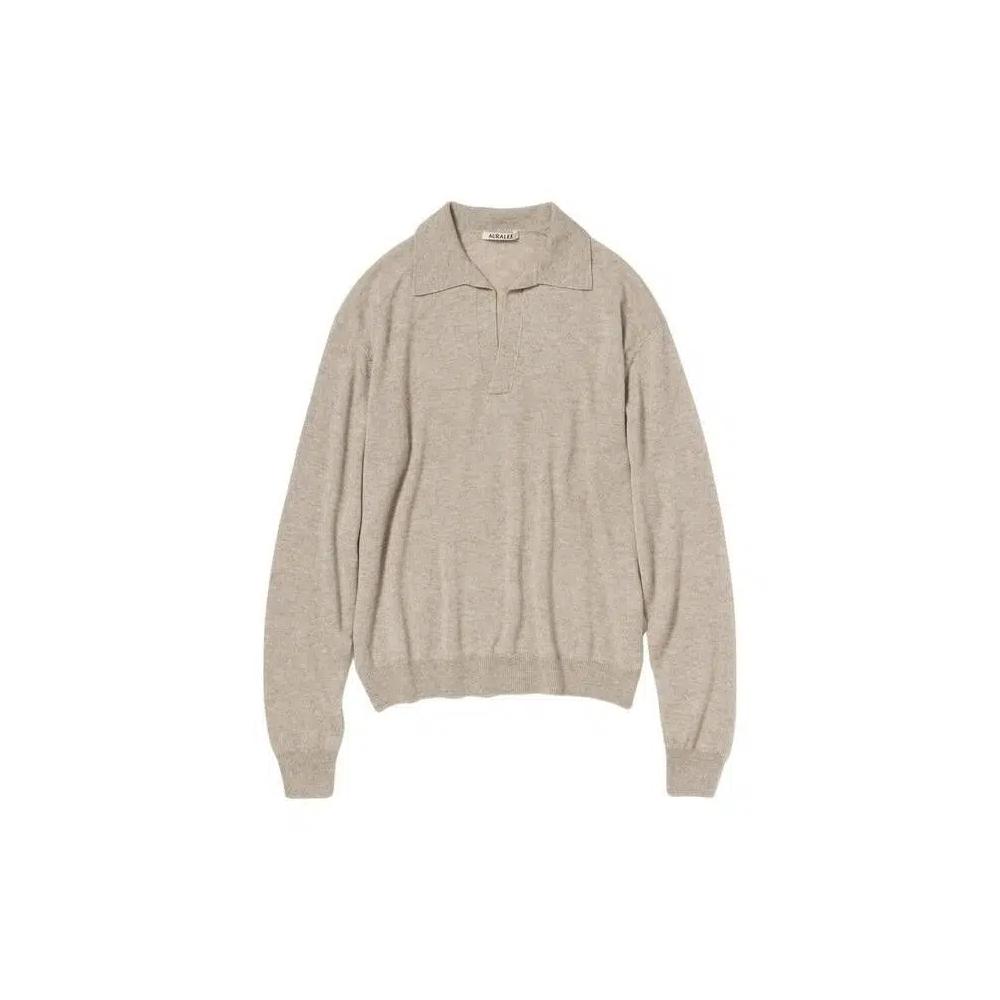 Поло Auralee Super Fine Cashmere Silk Knit Skipper Polo 'Top Beige' 1
