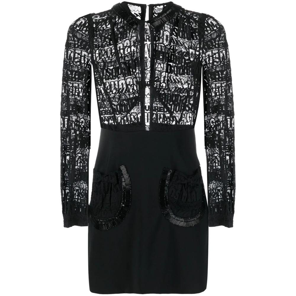 logo-lace long-sleeve minidress 1