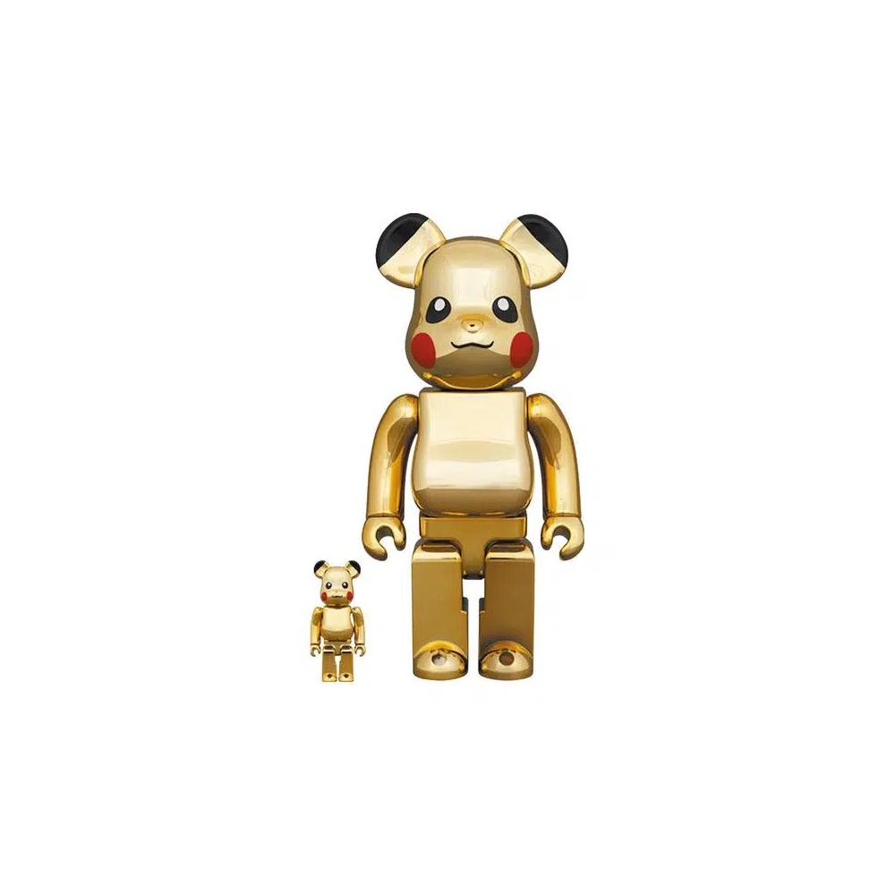 Фигурки BE@RBRICK x Pokémon Pikachu 100% & 400% Set 'Gold Chrome' 1