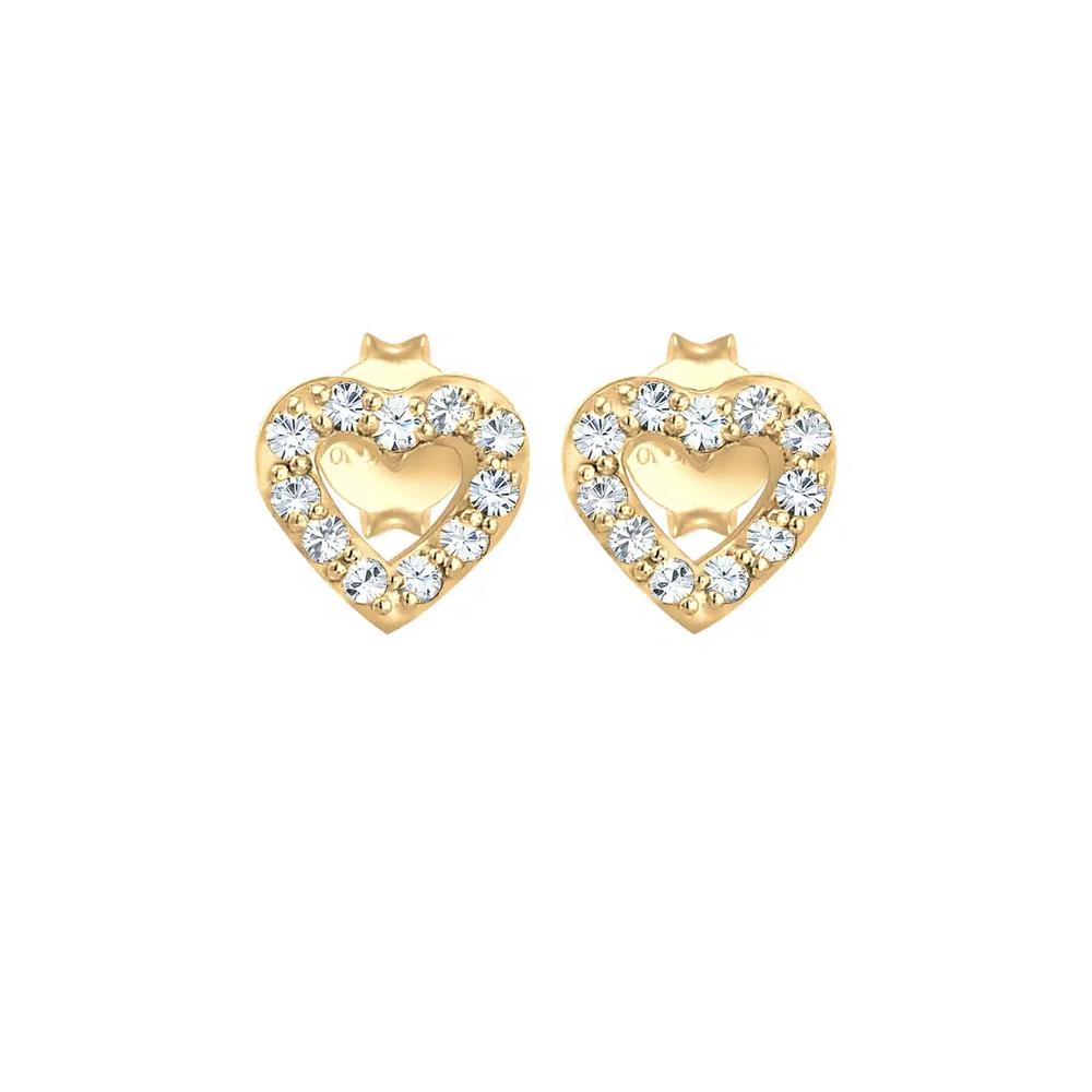 Серьги-гвоздики Swarovski® Crystal Heart из серебра с позолотой 3