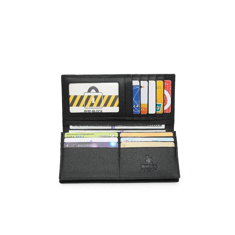 Длинный кошелек из натуральной кожи с защитой RFID - Черный 5