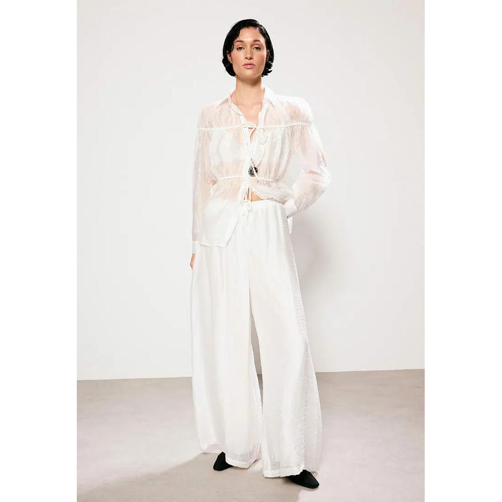 Trendyol Studio Белые брюки с широкими штанинами и подкладкой Twoss26Pl123 4