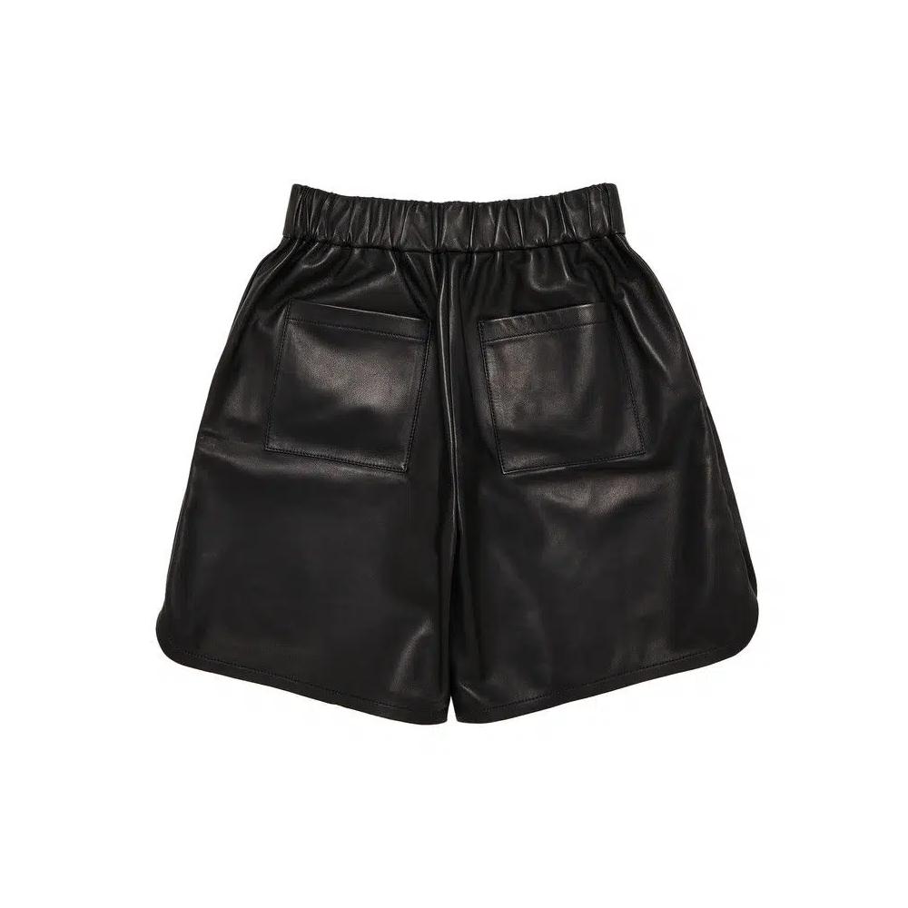 Palm Angels Monogram Кожаные шорты 'Черный' 2
