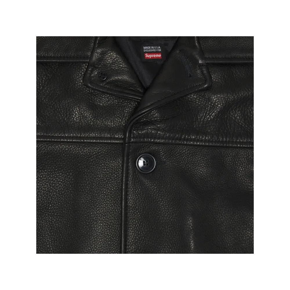 Кожаные куртки Supreme x Schott Leather Car Coat 'Black' 3