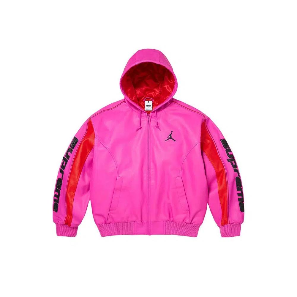 Кожаные куртки Supreme x Jordan Hooded Leather Jacket 'Pink' 1