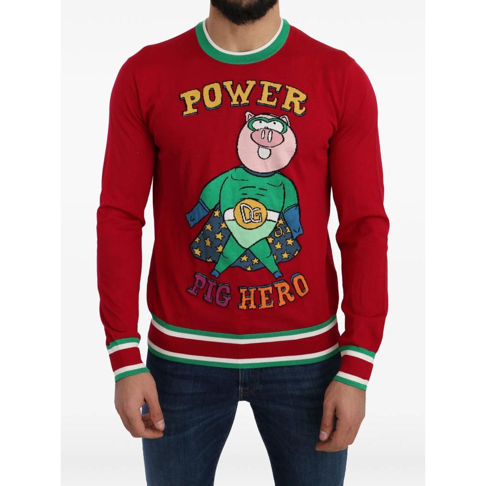 intarsia-knit pig-motif sweater 1