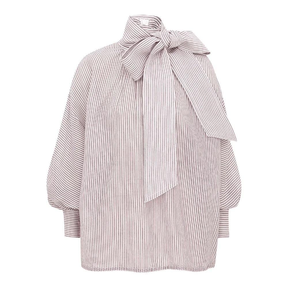 striped balloon-sleeve blouse 1