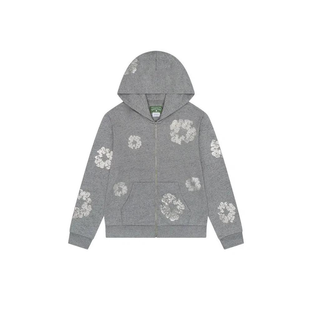 Худи на молнии Denim Tears Cashmere Swarovski Cotton Wreath Zip Hoodie 'Grey' 1