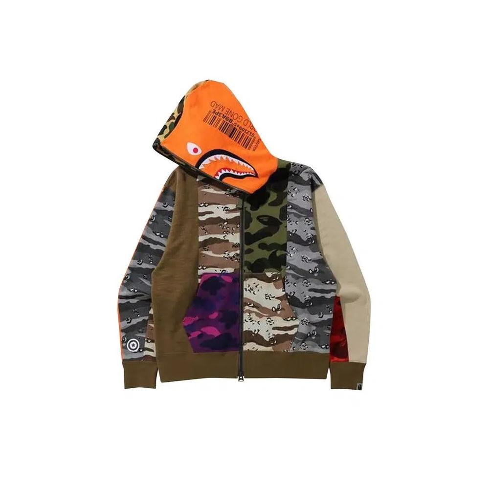 Молнии BAPE Crazy Camo Mad Shark Relaxed Full Zip Hoodie 'Multi' 2