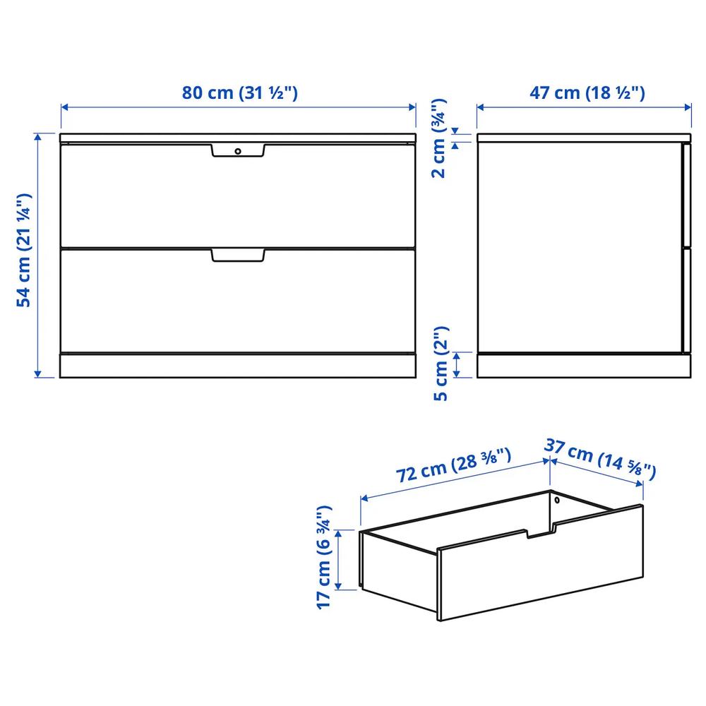 NORDLI комод с 2 ящиками 6