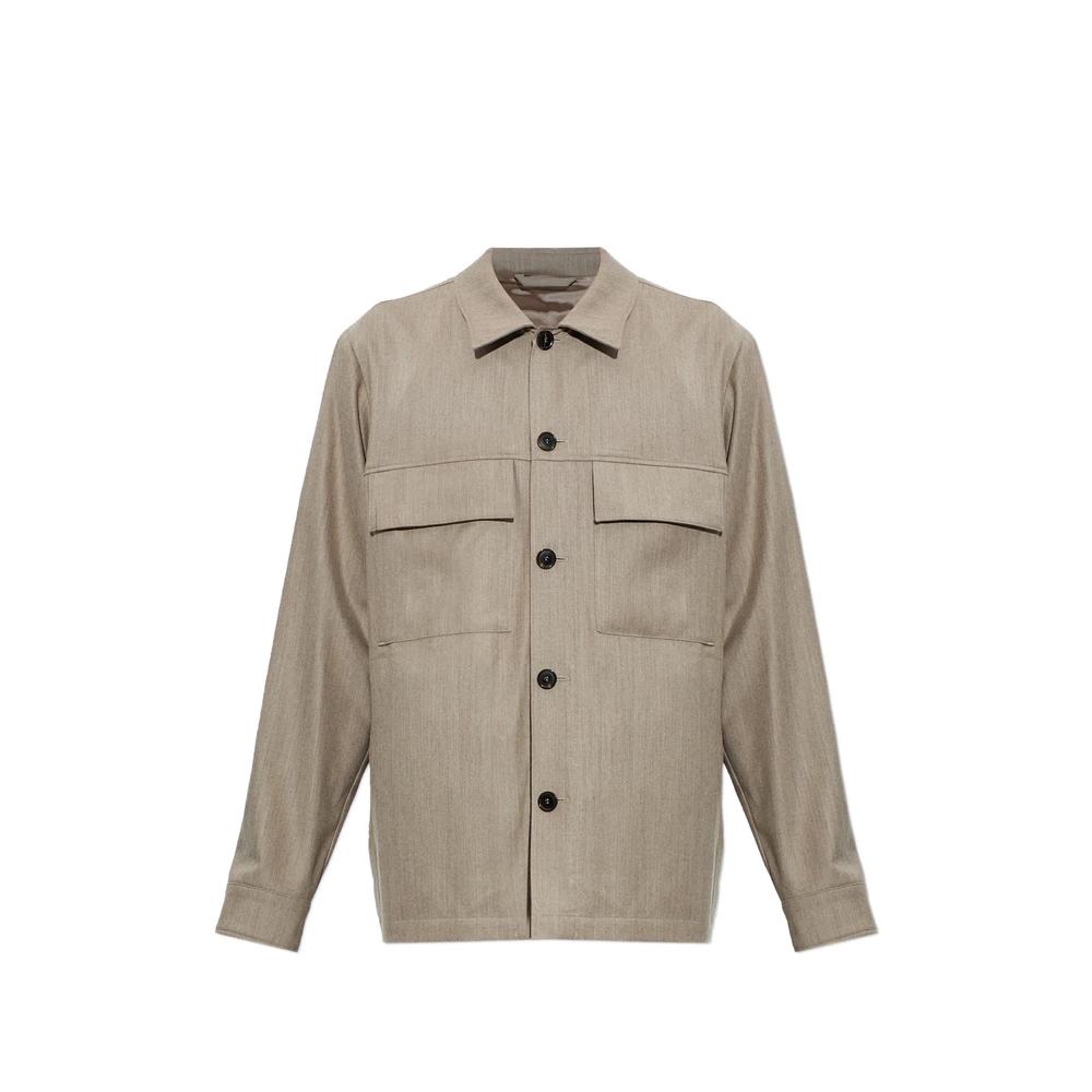 light beige wool-cashmere flannel overshirt 1