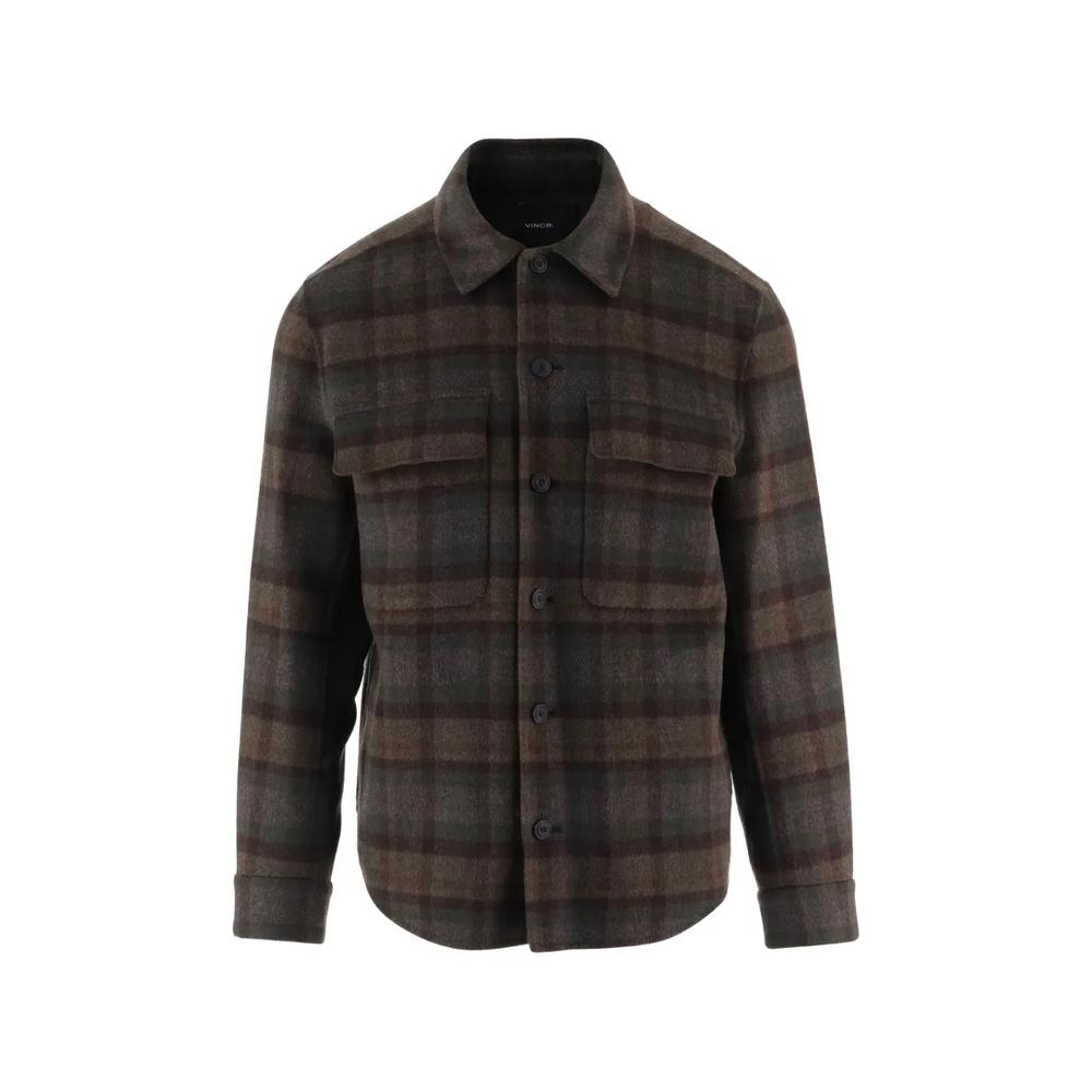 check-pattern wool-blend shirt 1