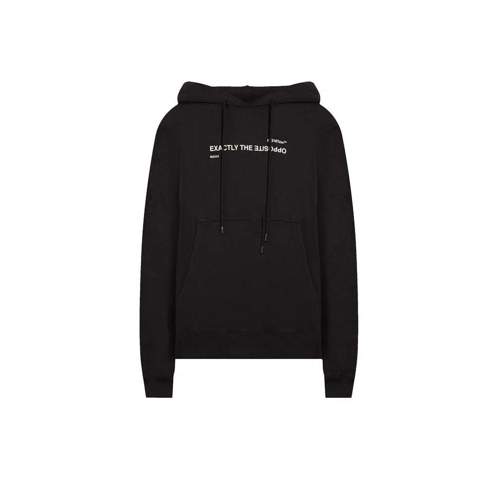 Худи Off-White Slogan Print Drawstring Hoodie «Black White» 1