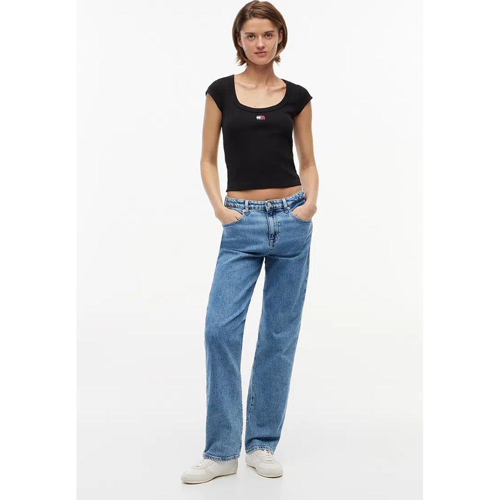 Футболка с логотипом, вырезом-лодочкой и slim-посадкой - Tommy Jeans 4