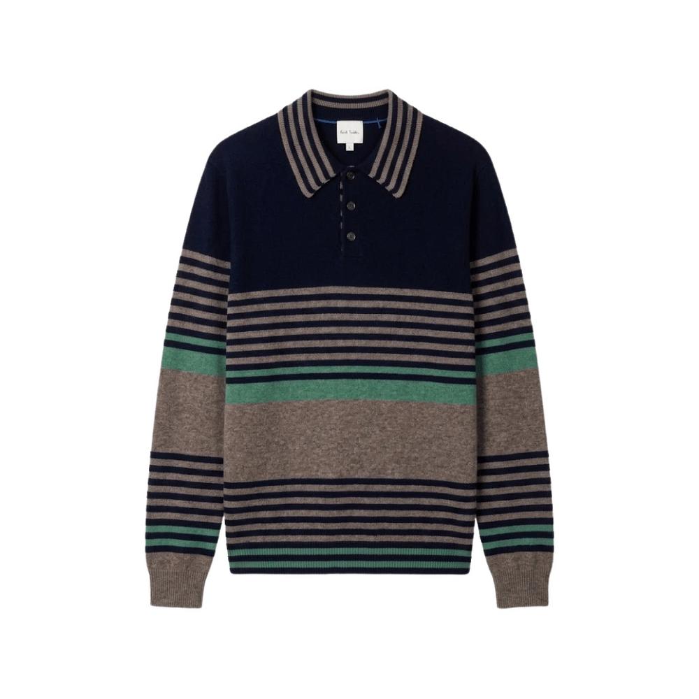 striped polo-collar sweater 1