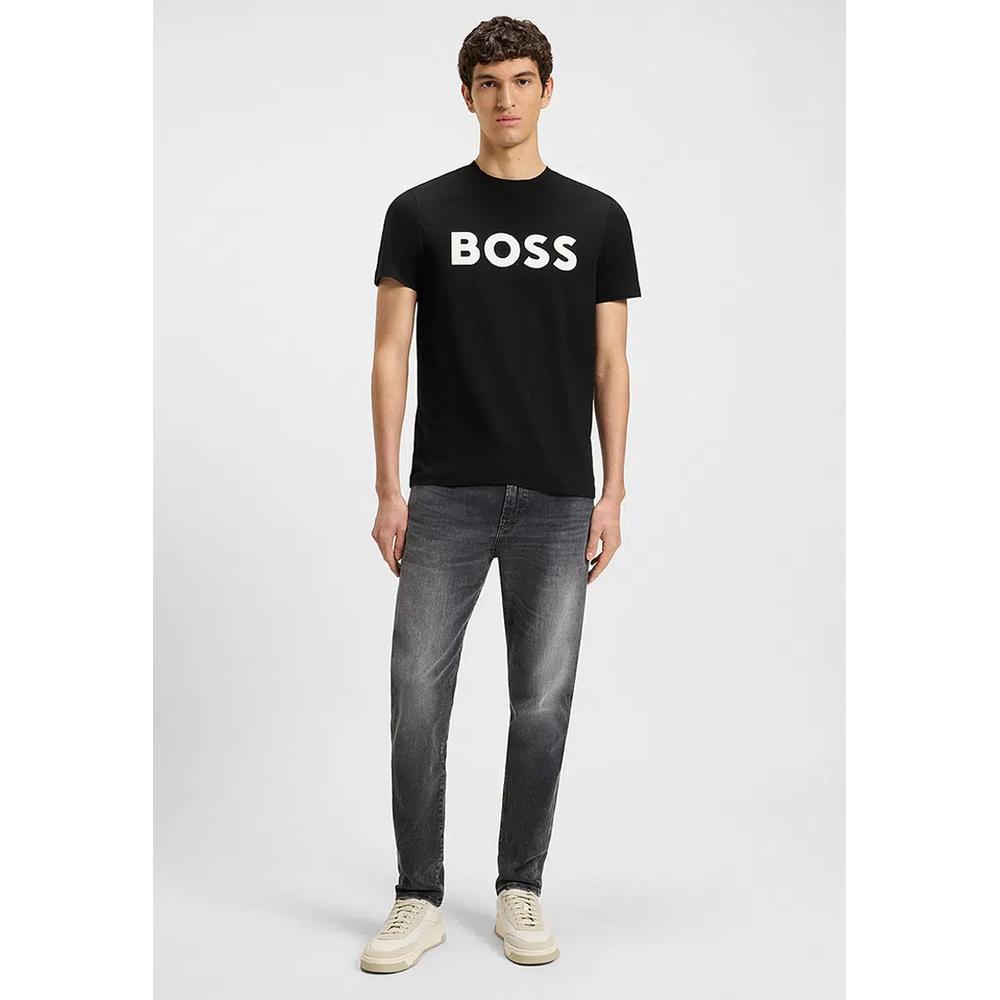 Резиновый Принт Логотип Хлопковый Джерси Футболка - BOSS Orange 4