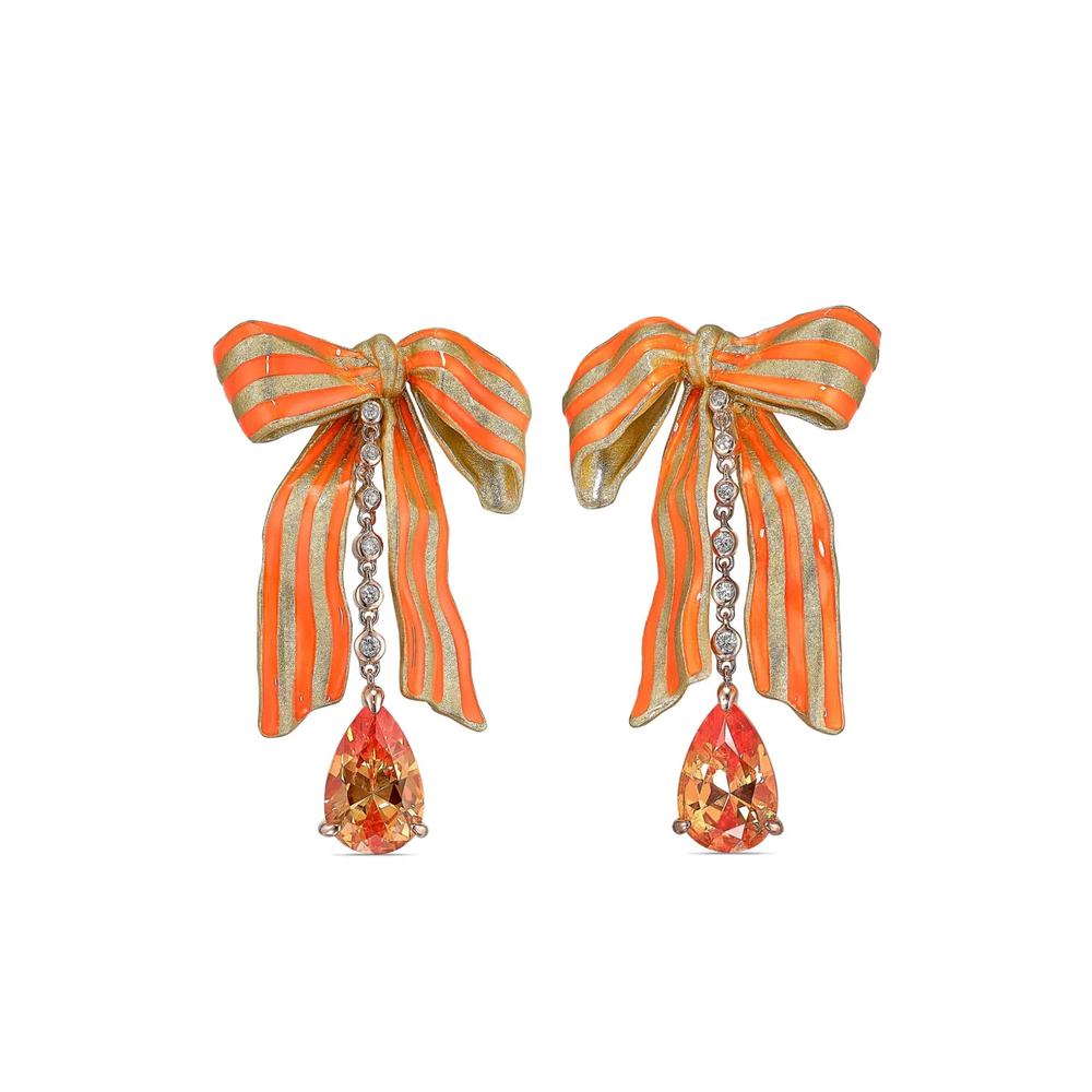 Серьги Bardot Bow из желтого золота с сапфирами и бриллиантами 1