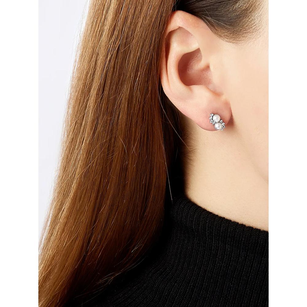 Серьги-гвоздики Sleek из белого золота с жемчугом и бриллиантами 2