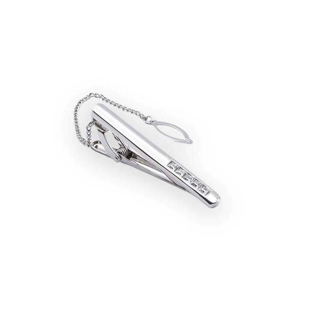 Зажим для галстука Darien Chrome Diamonte 1