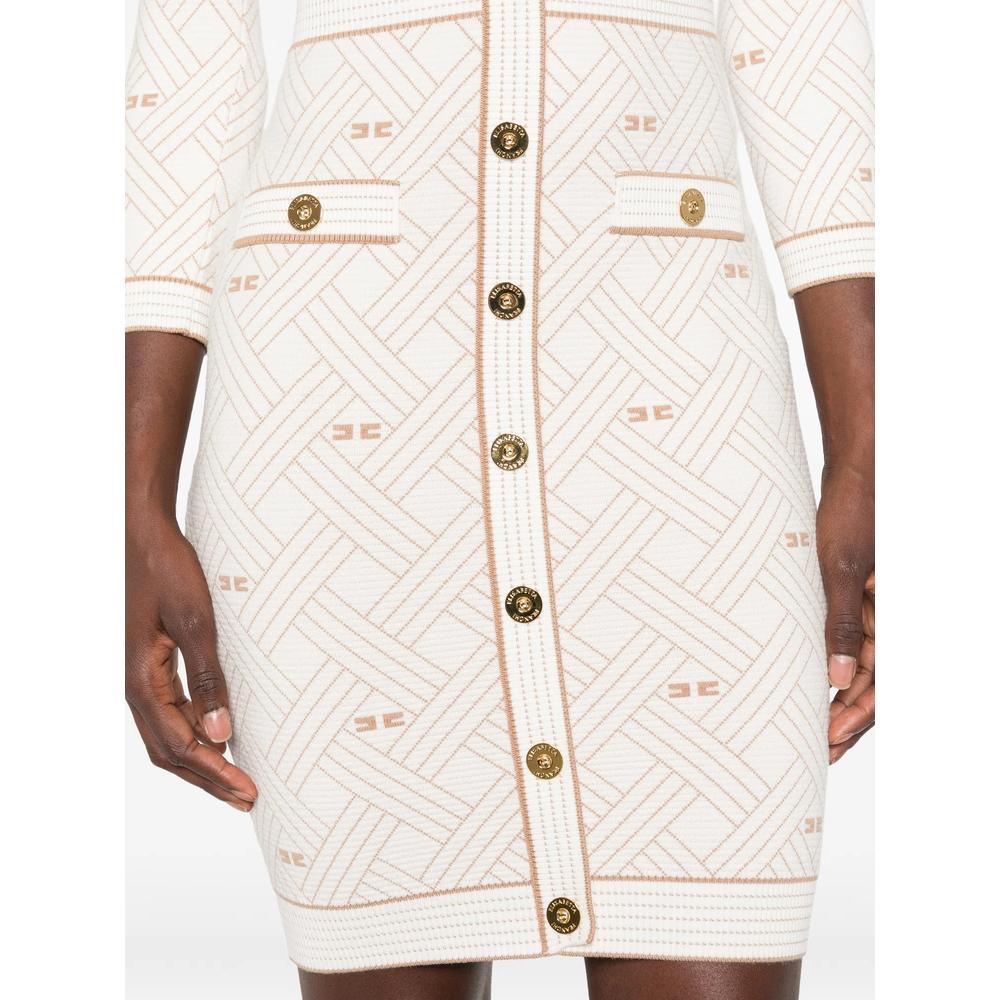 monogram-pattern button-front midi dress 5