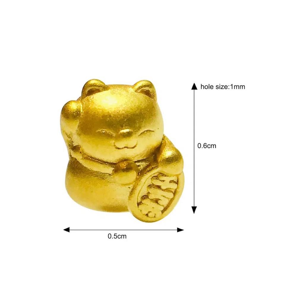 [SPECIAL] LITZ 999 (24K) Золотой брелок-котик на удачу с браслетом из агата 4 мм EPC0157SS-MB-B (0,13 г+/-) 3