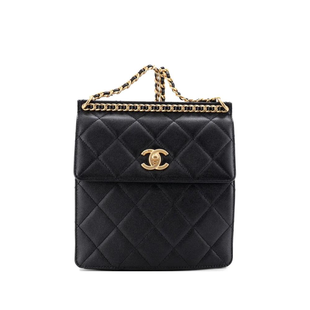 Стеганый рюкзак Top Chain CC Square Quilted Caviar 1
