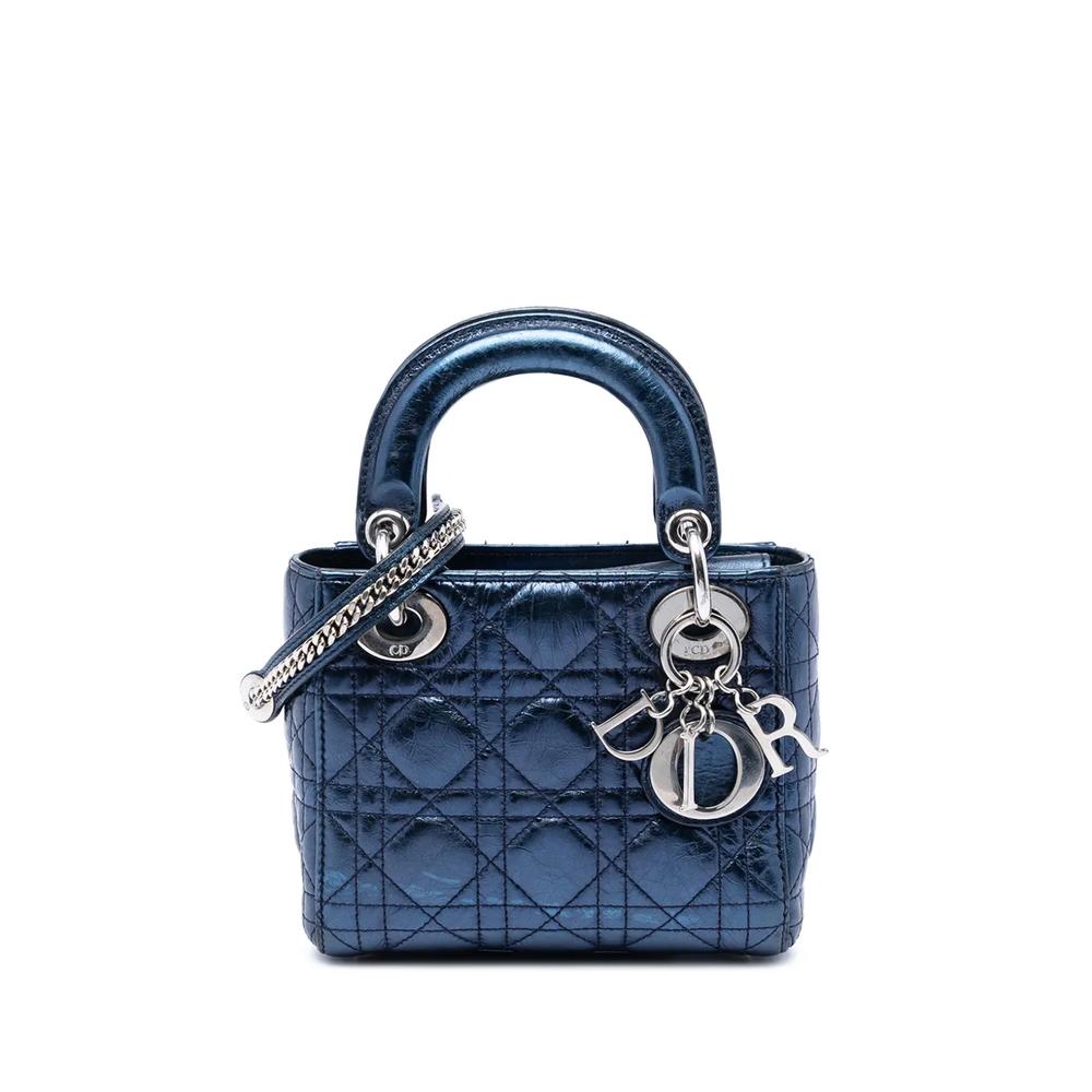 Сумка-сэтчел Mini Metallic Crinkled Calfskin Cannage Lady Dior (2014 год) 1