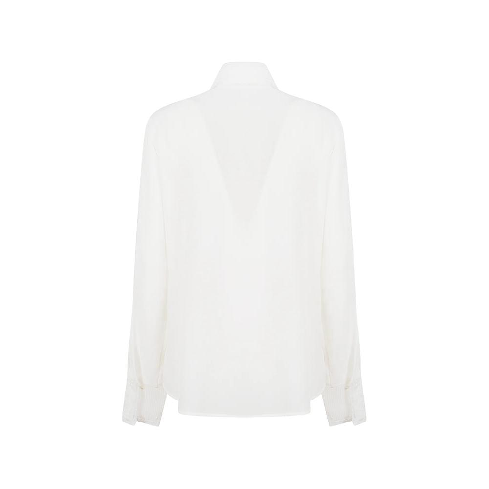 lace-appliqué silk shirt 2