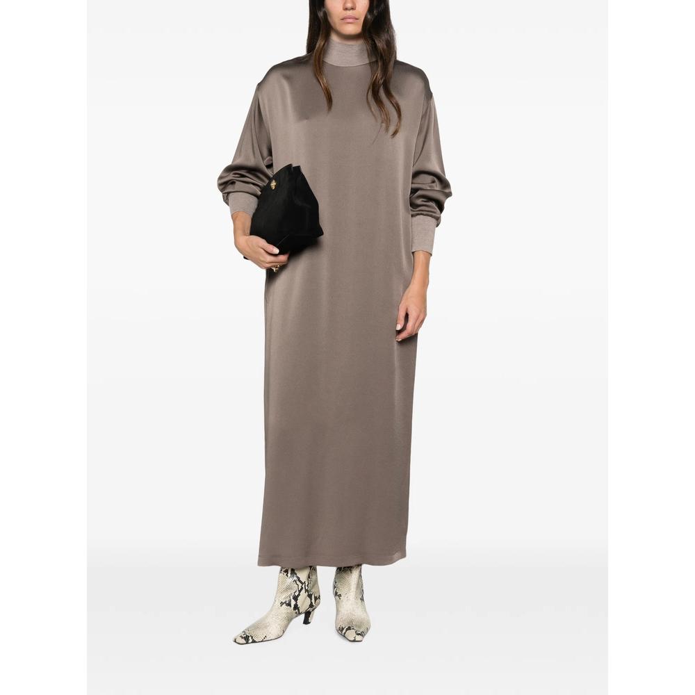satin-finish mock-neck maxi dress 2