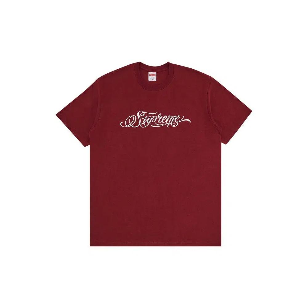 Футболки с коротким рукавом Supreme Script Tee 'Cardinal' 1