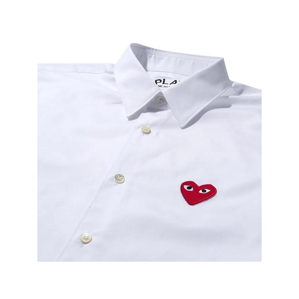 Рубашки Comme des Garçons Play Long-Sleeve Button Down Shirt With Red Heart «White» 3