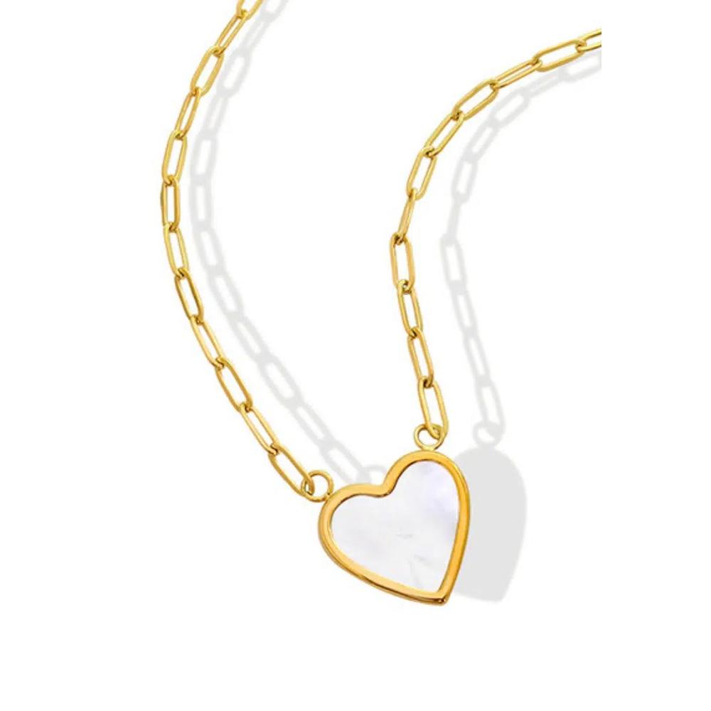 Кулон-сердце Gina Mother of Pearl с гравировкой в золоте 1
