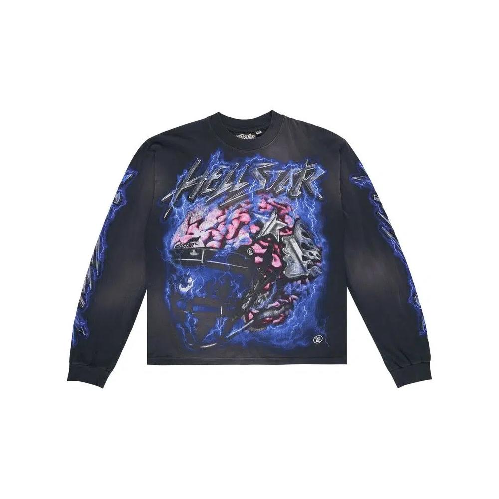 Футболки с длинным рукавом Hellstar Powered By The Star Long-Sleeve T-Shirt 'Чёрный/Фиолетовый' 1