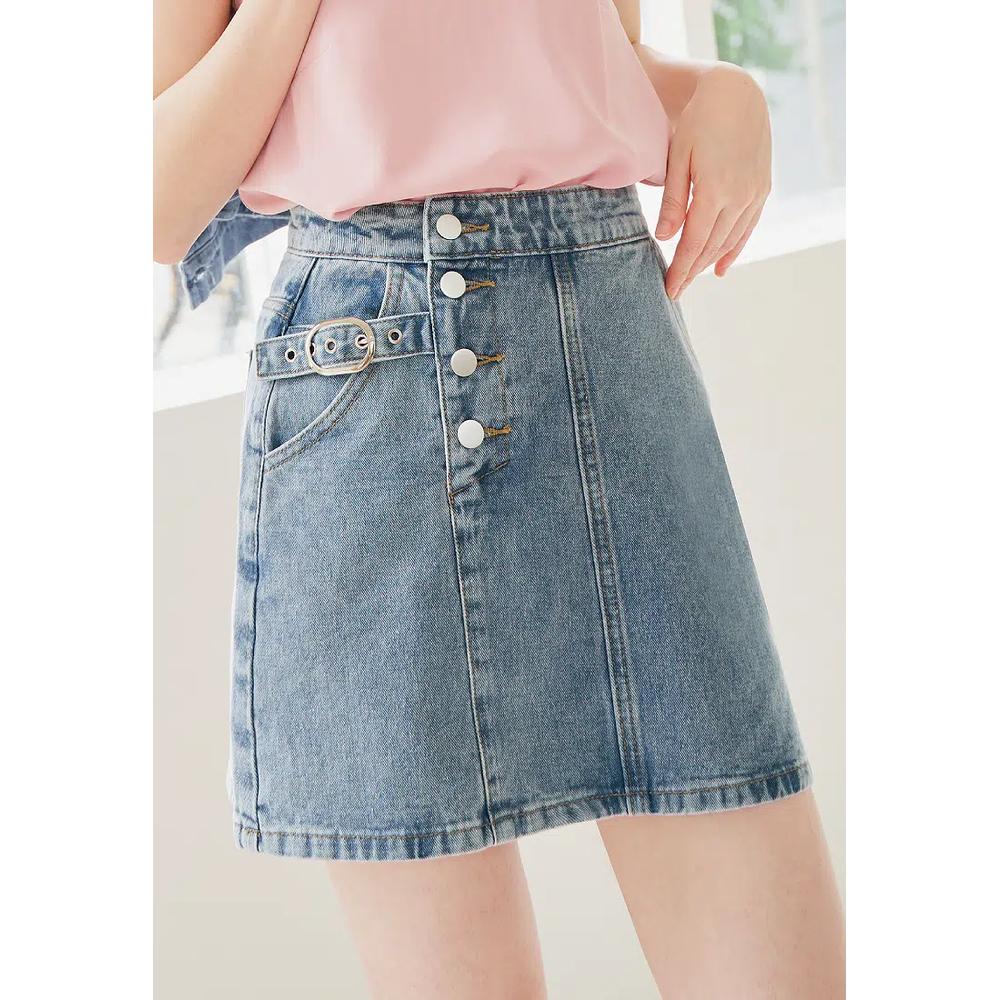 Асимметричная джинсовая мини-юбка на пуговицах High Cotton [CA2595] 1