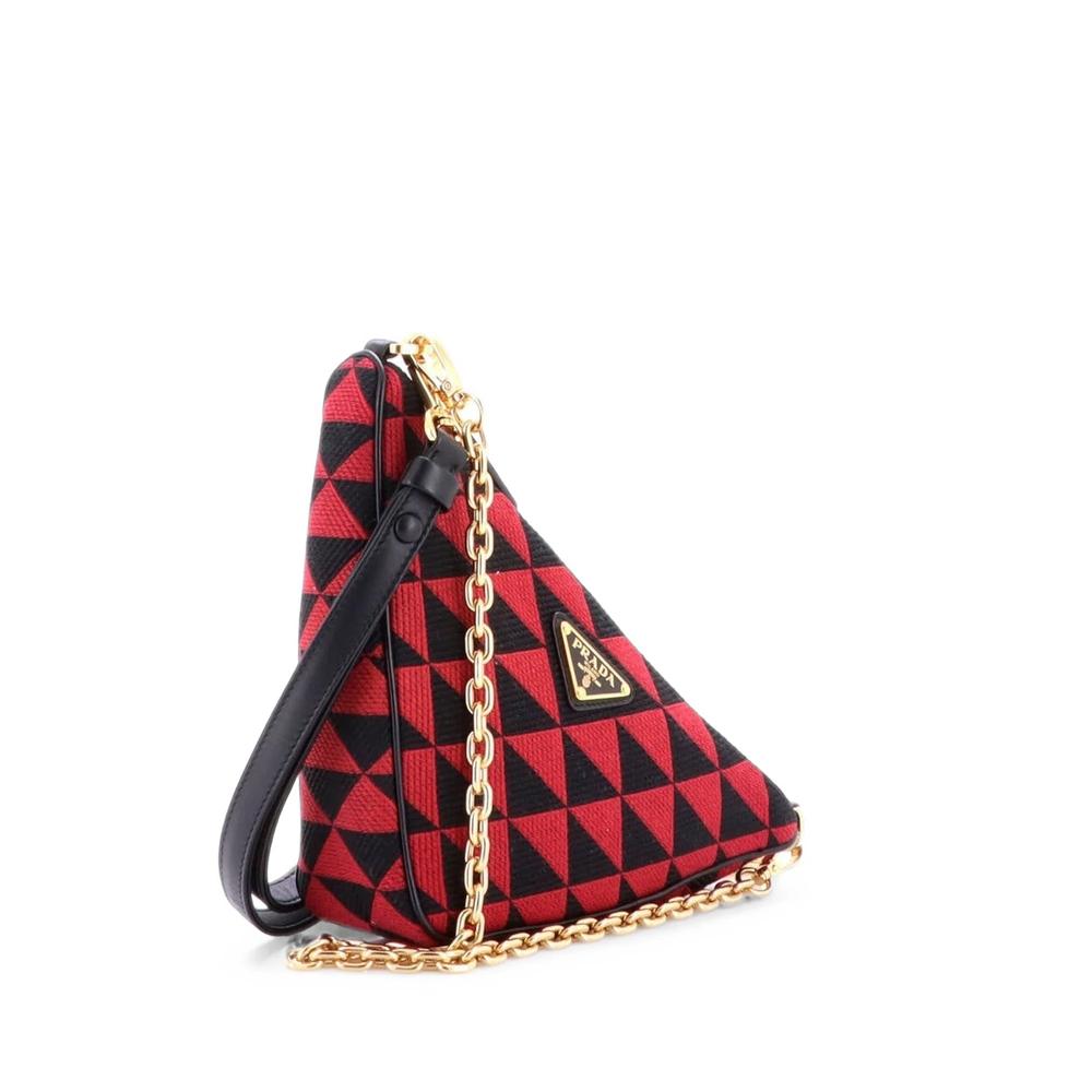 Symbole Triangle Bag Leather and Jacquard Mini shoulder bag 1