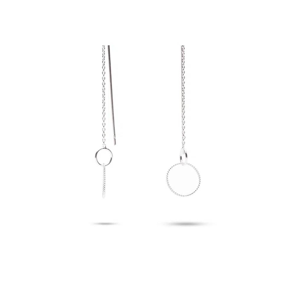 Серьги-протяжки Minimal Circle Links Silver из стерлингового серебра 925 1