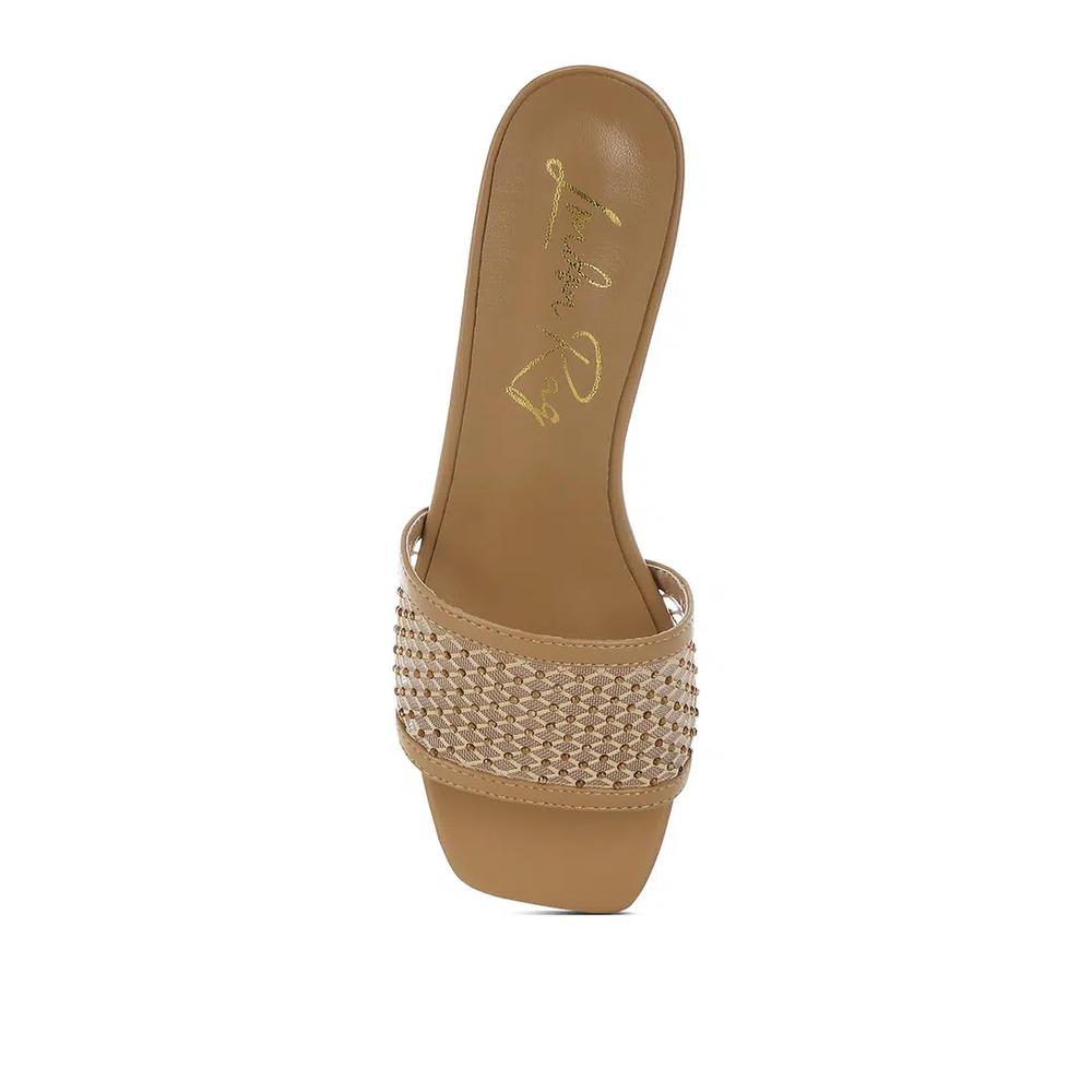 Бежевые туфли-лодочки slip-on со стразами 6