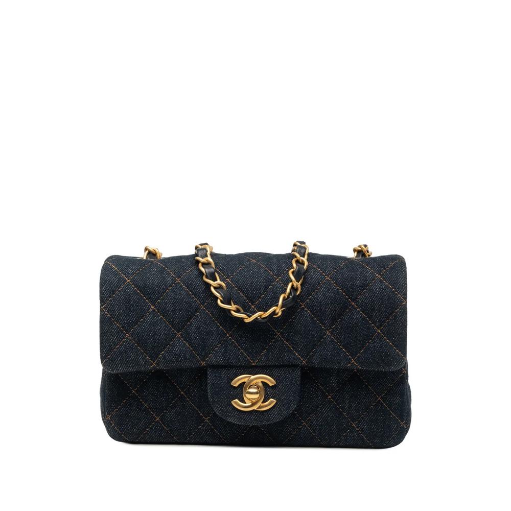 Стеганая мини-сумка через плечо Quilted Denim Flap (2021-2026 годы) 1