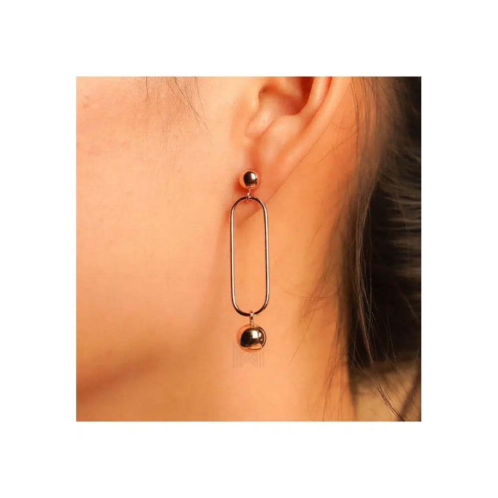 Серьги-капли Minimal Oval Open Hanging Sphere Stud из розового золота со стерлинговым серебром 925 4